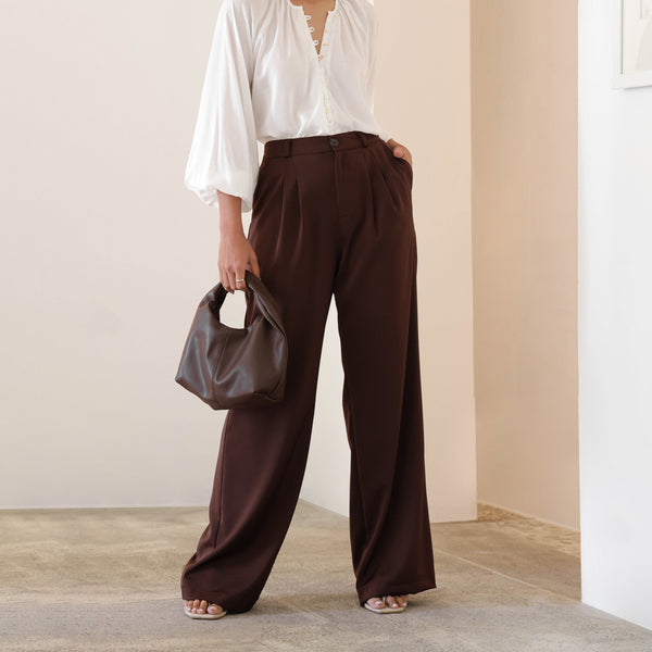 Back Elasticated High Waist Wide Leg Pant