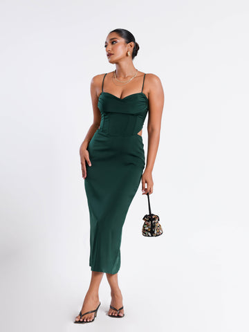 Bustier Pannel Detailed Corset Midi Dress