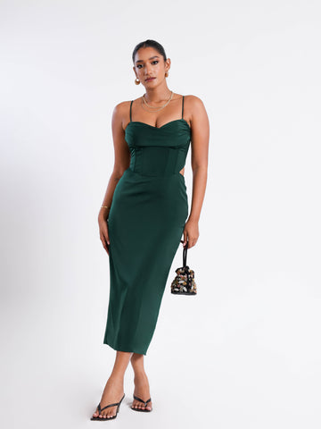 Bustier Pannel Detailed Corset Midi Dress