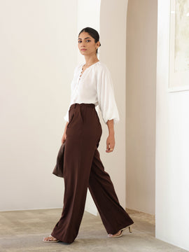 Back Elasticated High Waist Wide Leg Pant