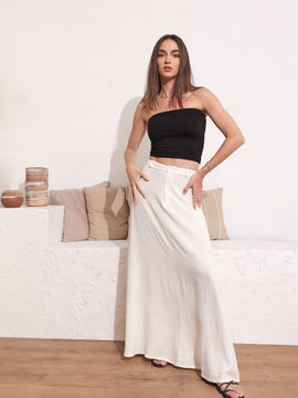 Low Wasit Flared Maxi Skirt