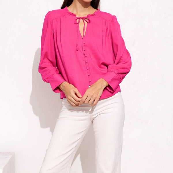Front Tieup Button Down Long Sleeve Top