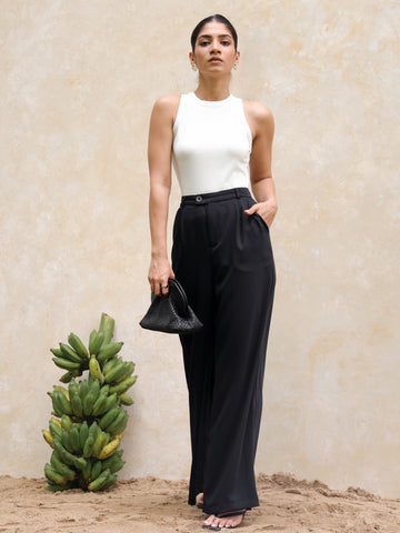 Front Pleated Straight Leg Pant