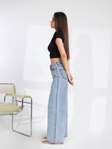 Acid Washed Wide Leg Jeans