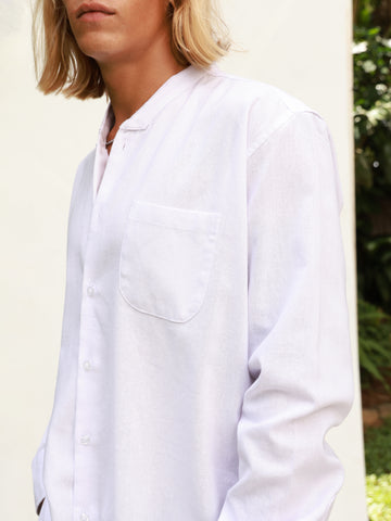 Oversized L/S chinese collar shirt