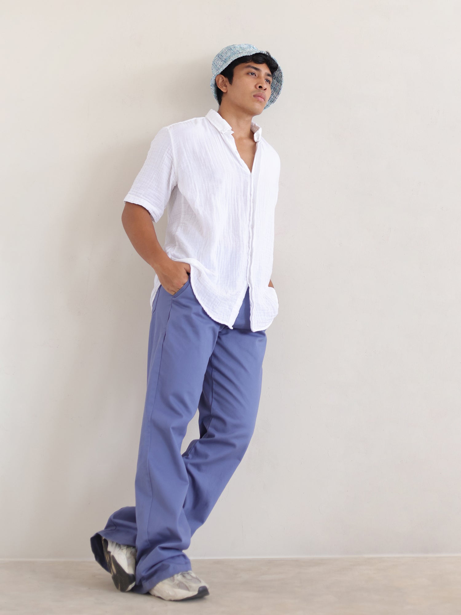 Oversized S/S regular collar shirt