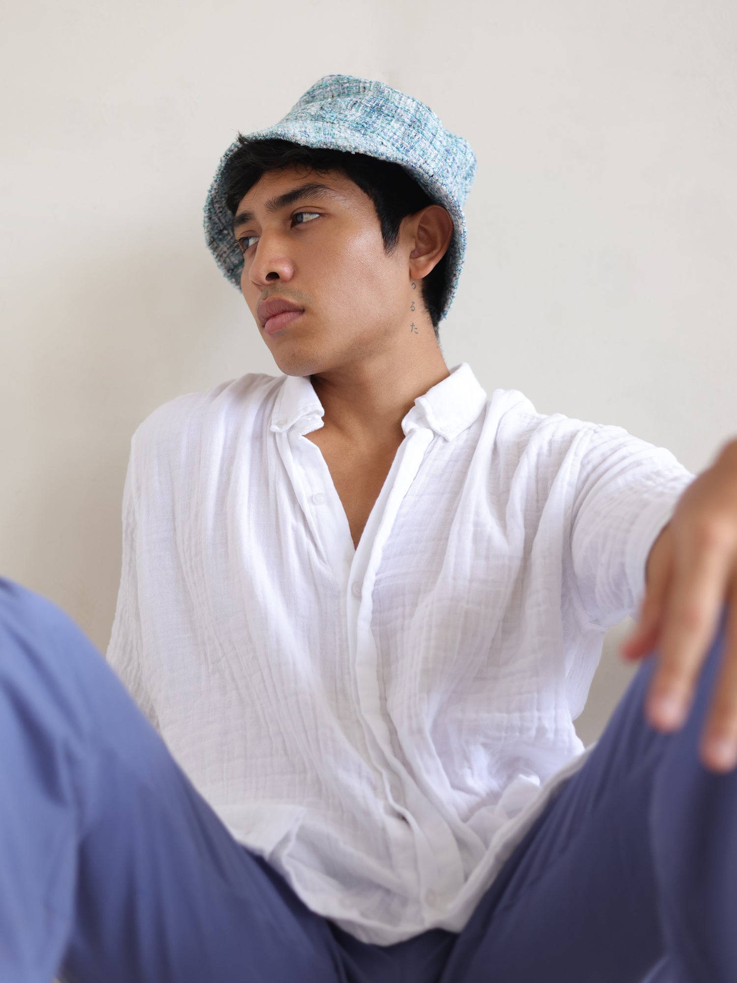 Oversized S/S regular collar shirt