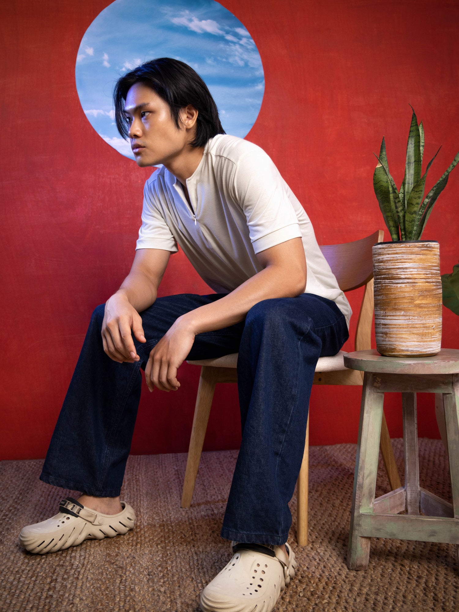 Invisible zipper detailed cotton shirt