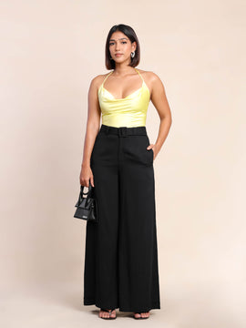 Buckle Detailed Wide Leg Pant