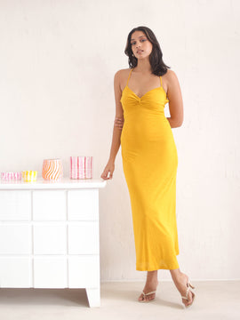 Back Tie-up Front Twisted Maxi Dress
