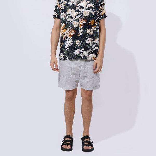 Tropical printed camp collar shirt