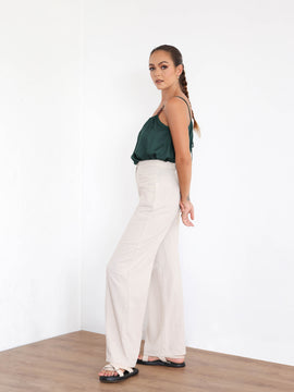 High Waist Wide Leg Linnen Pant