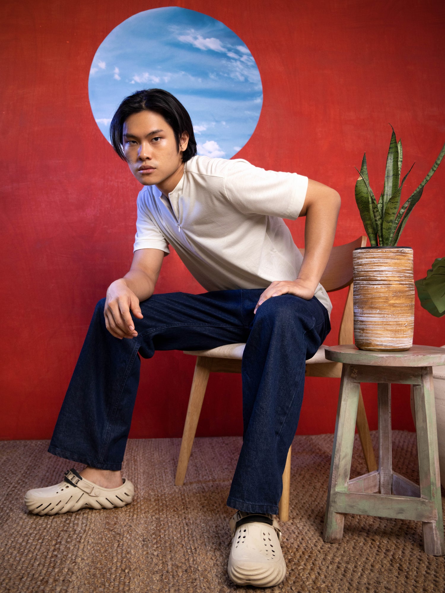 Invisible zipper detailed cotton shirt