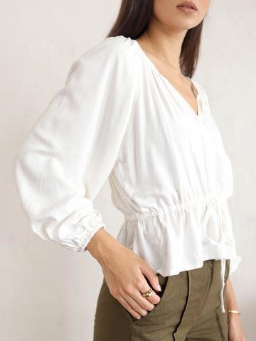 Front Tie Up Detail Long Sleeve Top