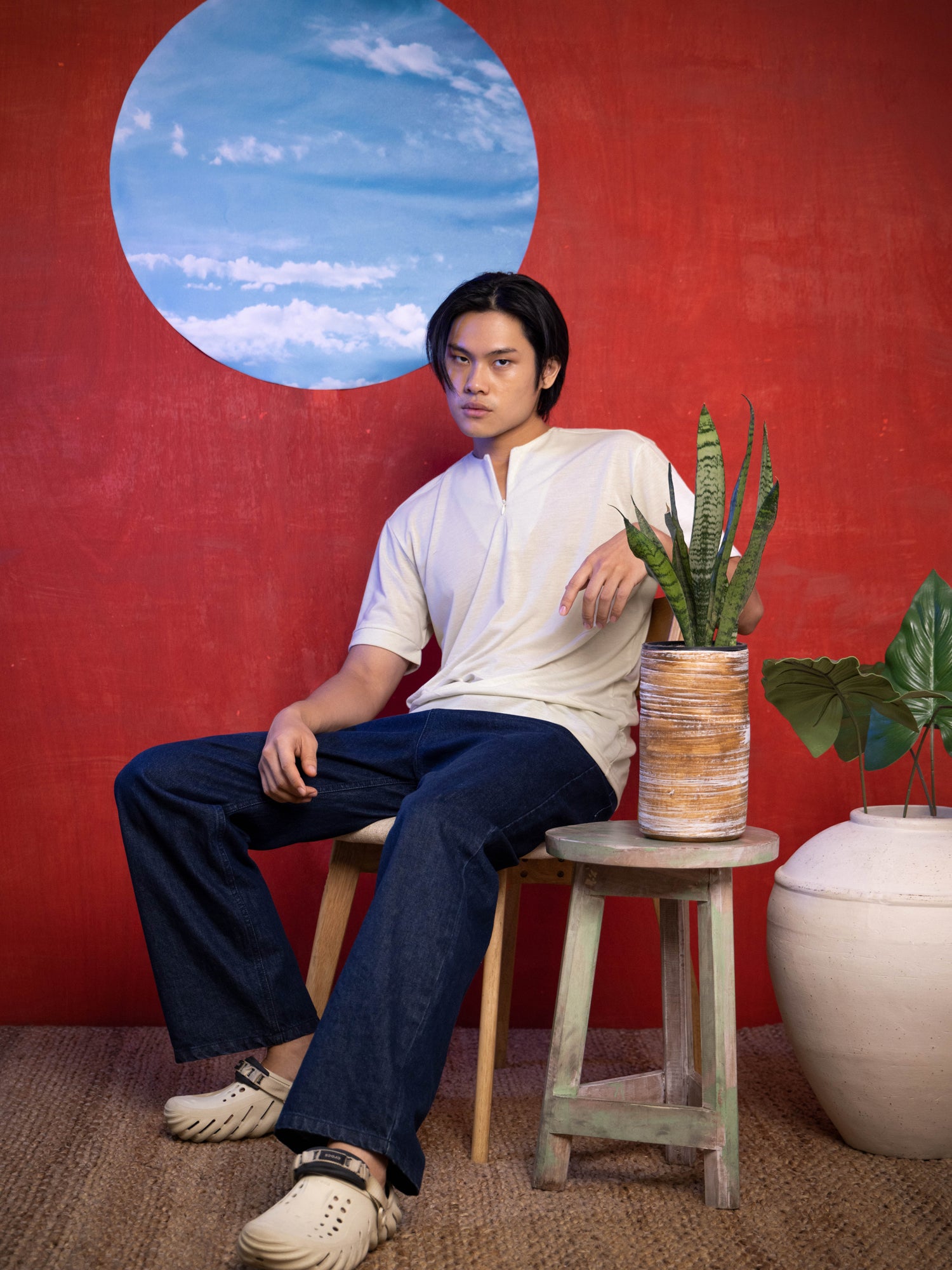 Invisible zipper detailed cotton shirt