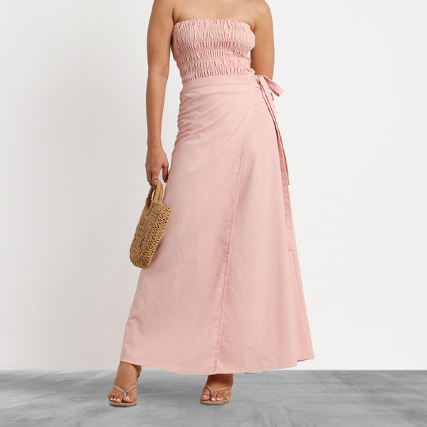 Linen Wrap Maxi Skirt