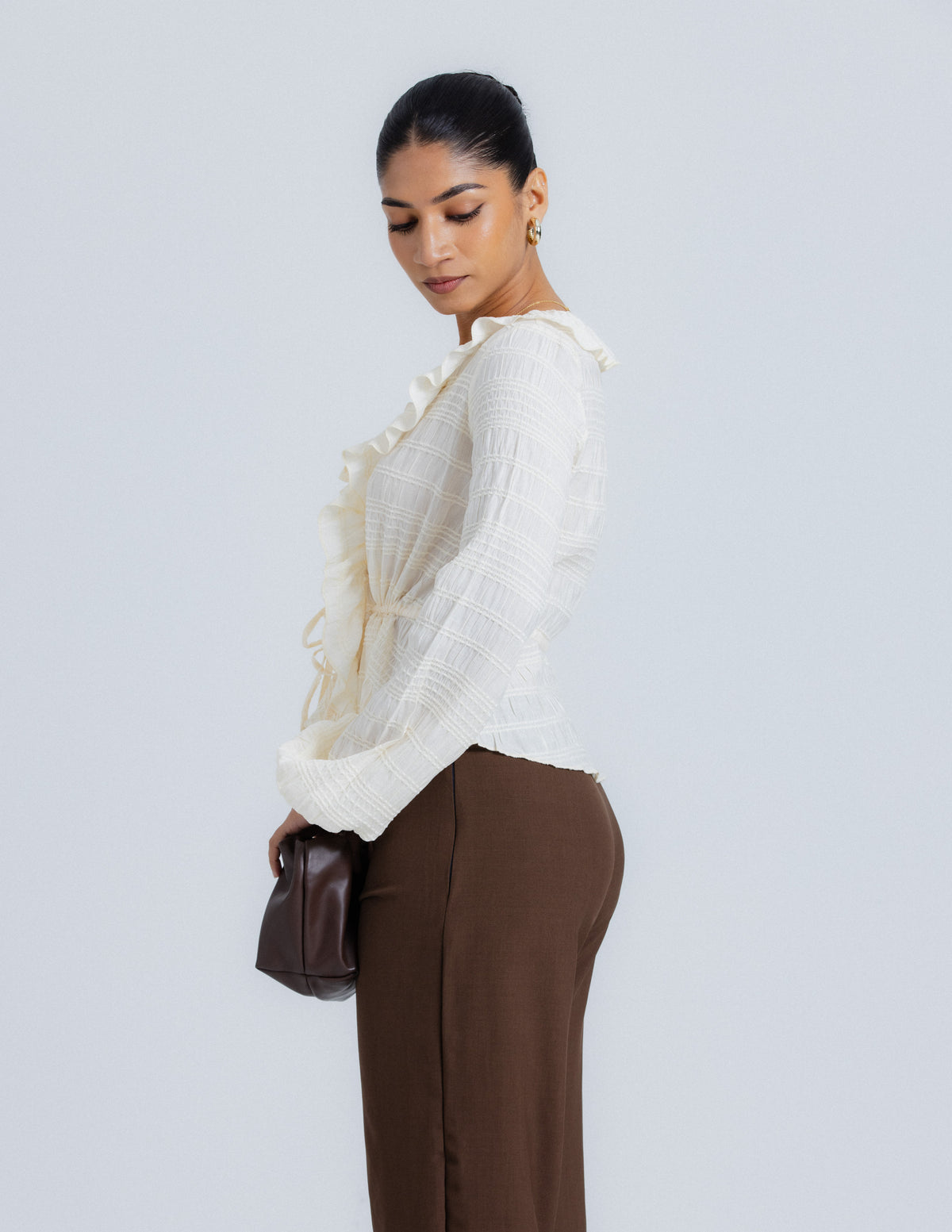 Front Tie Up Long Sleeve Top