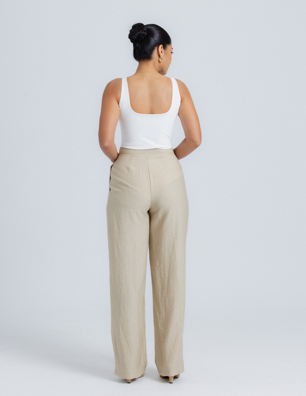 Waist Tie Up Detail Wide Leg Pant