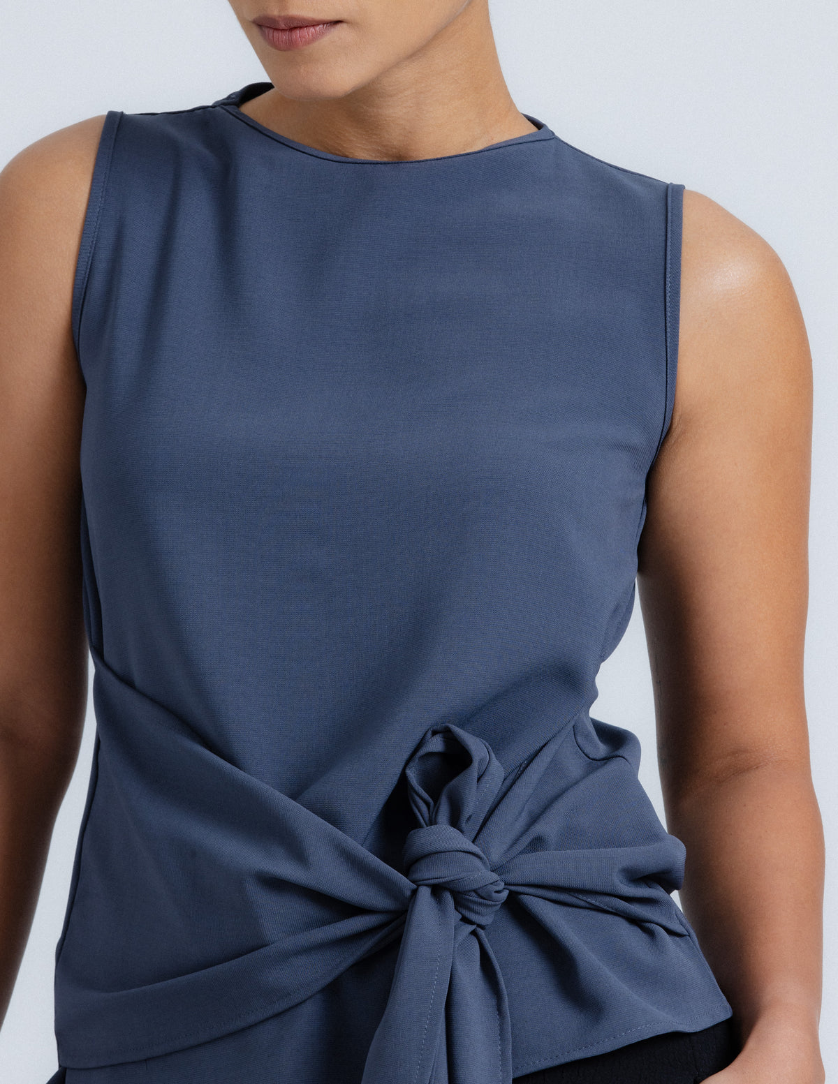 High Neck Side Tie Up Detail Top