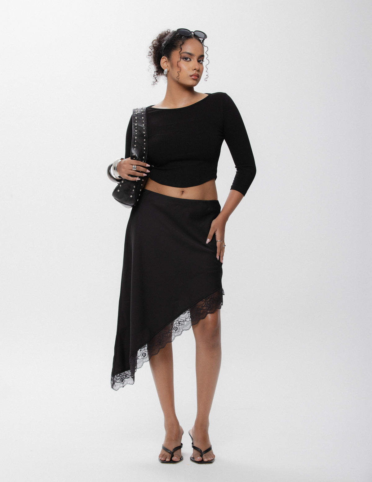 Asymetrical Lace Detailed Skirt