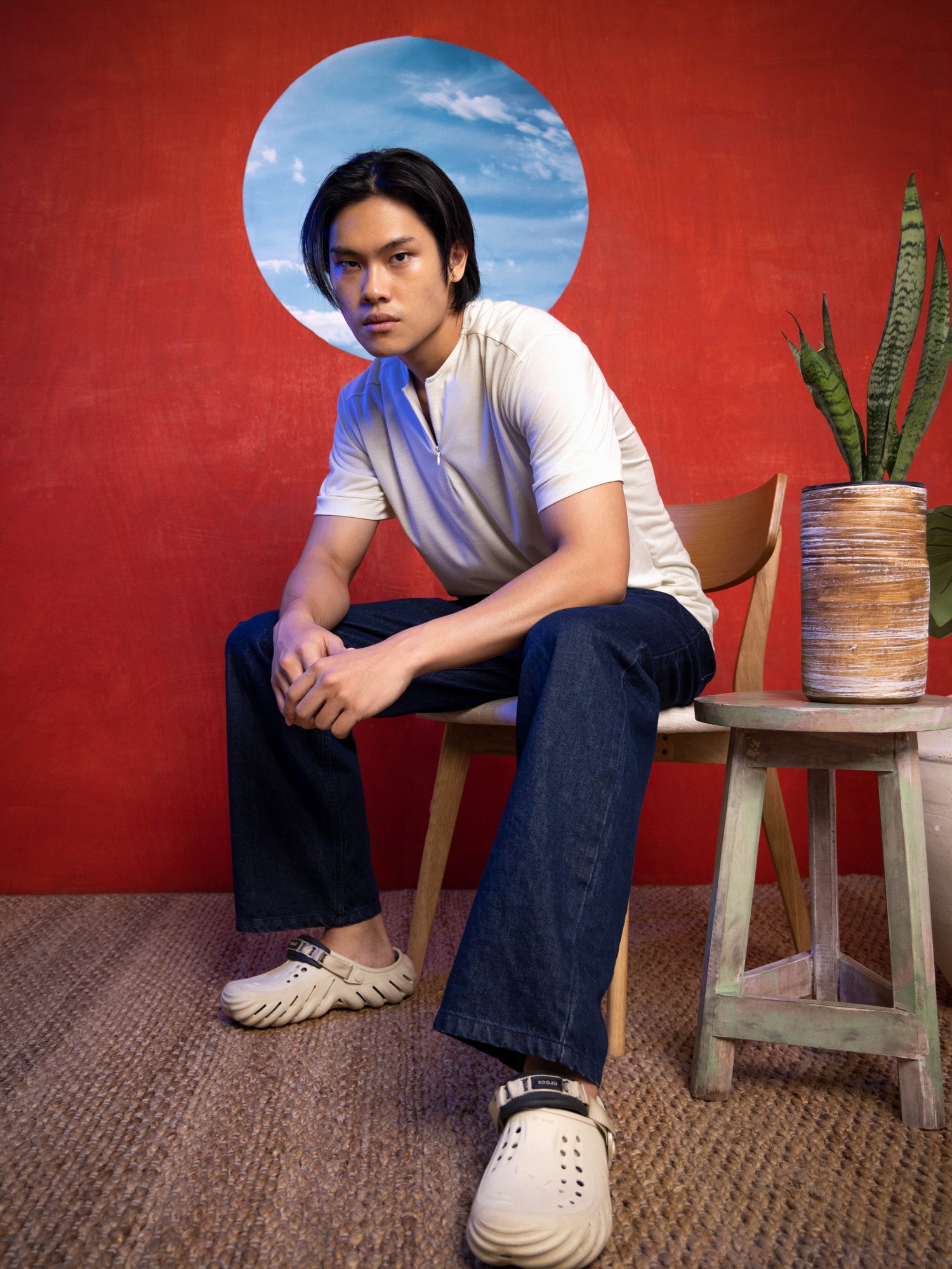 Invisible zipper detailed cotton shirt