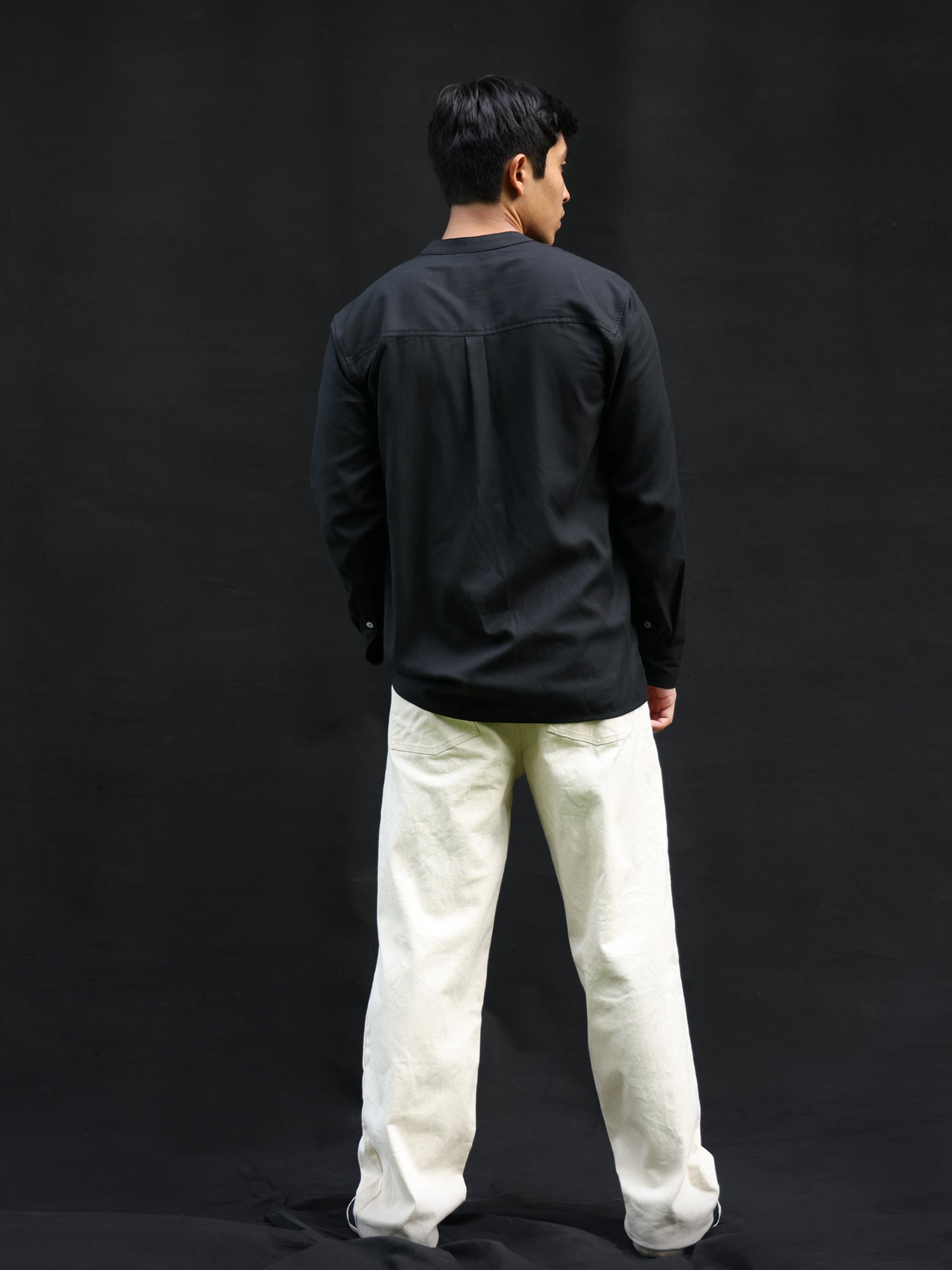 Oversized Long Sleeve chinese collar shirt