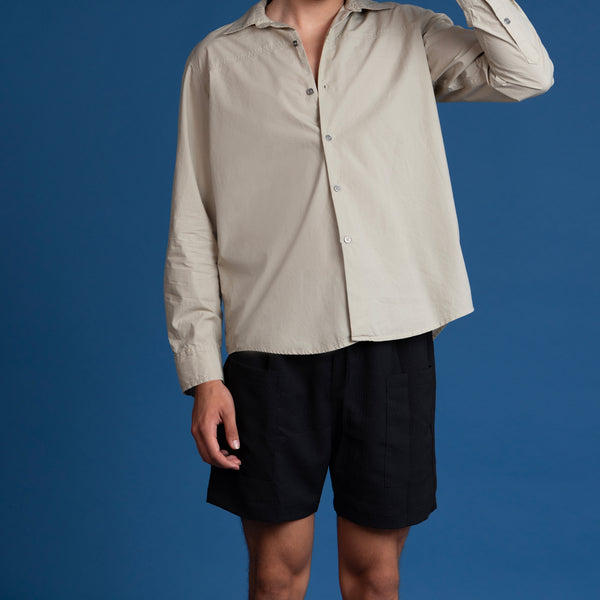 Cut and sew detailed oversize shirt