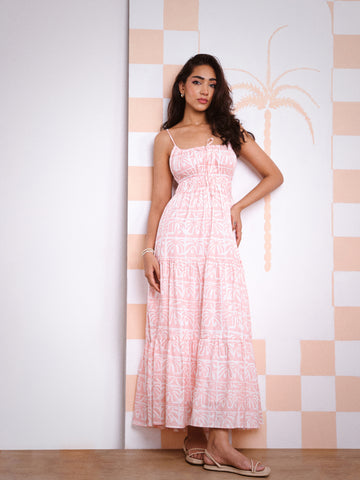 Bustier Detailed Tiered Maxi Dress