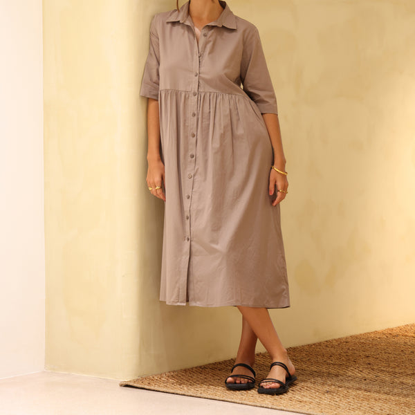 Loose Fit Button Down Midi Dress