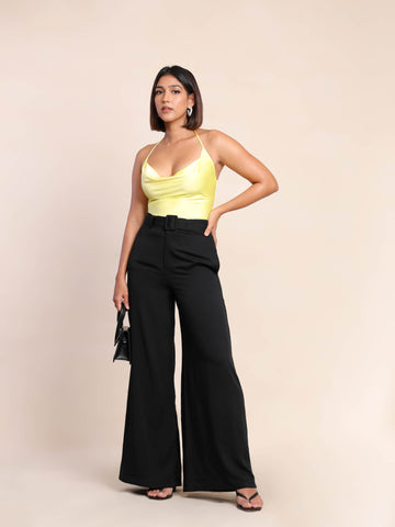 Buckle Detailed Wide Leg Pant