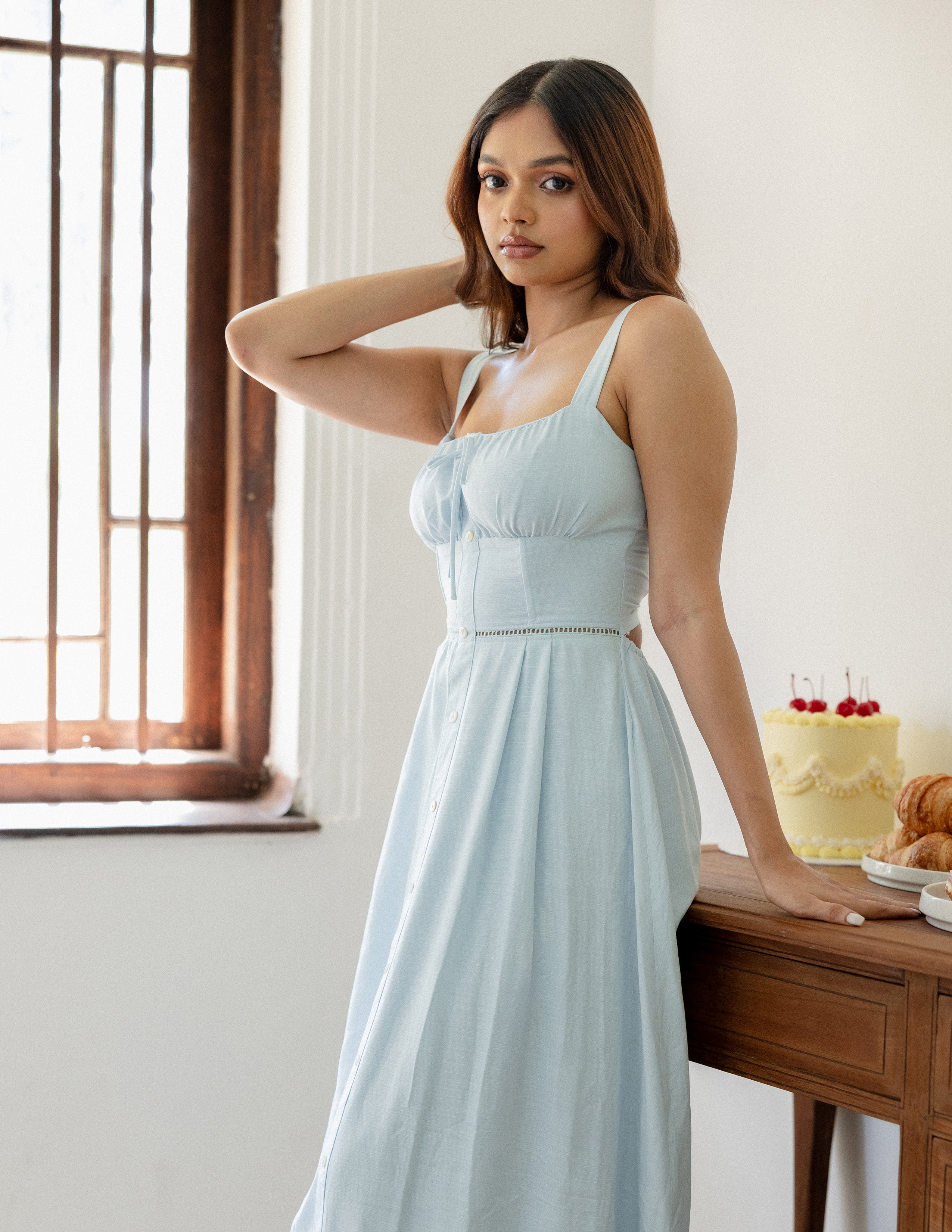 Ladder Lace Detailed Bustier Maxi Dress