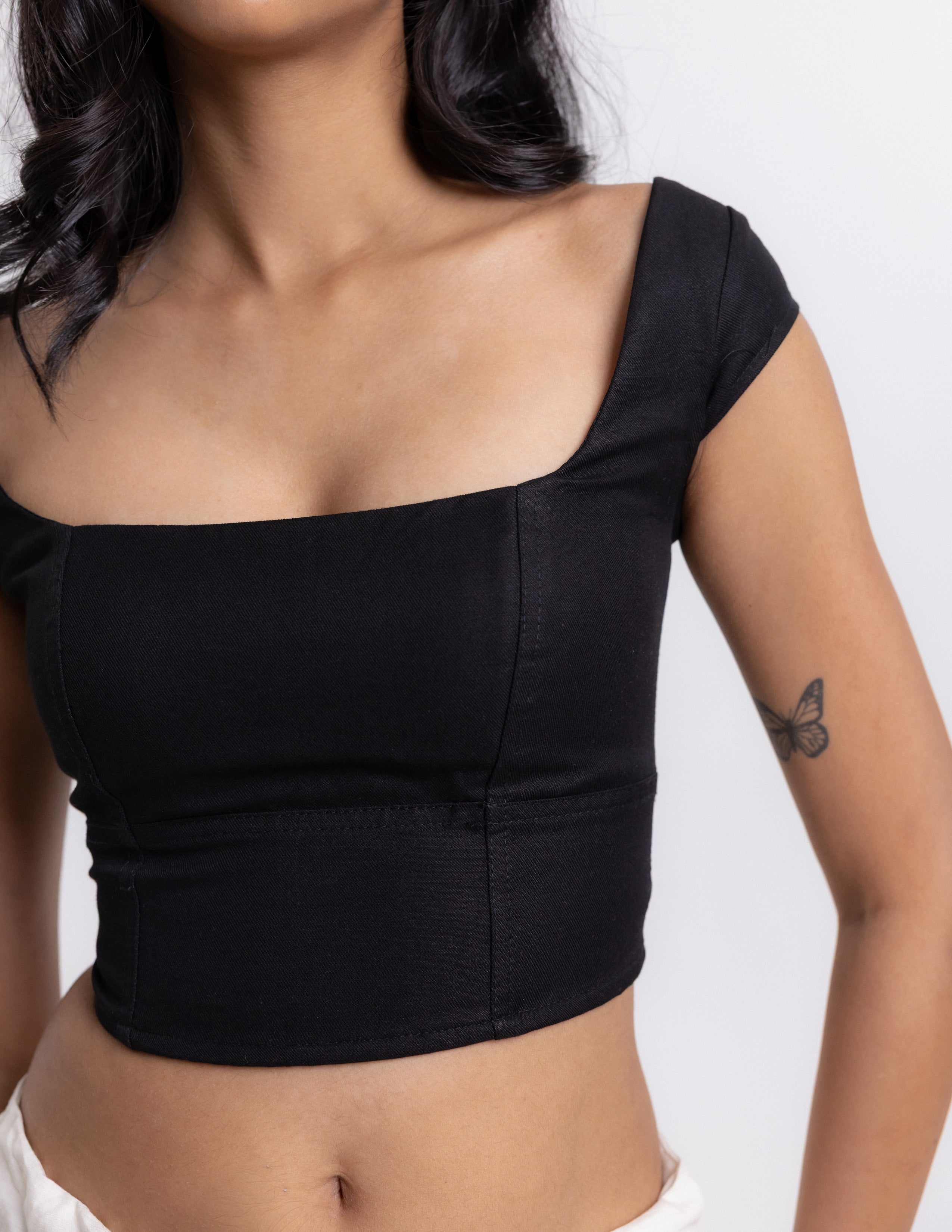 Short Sleeved Fitted Corset Top