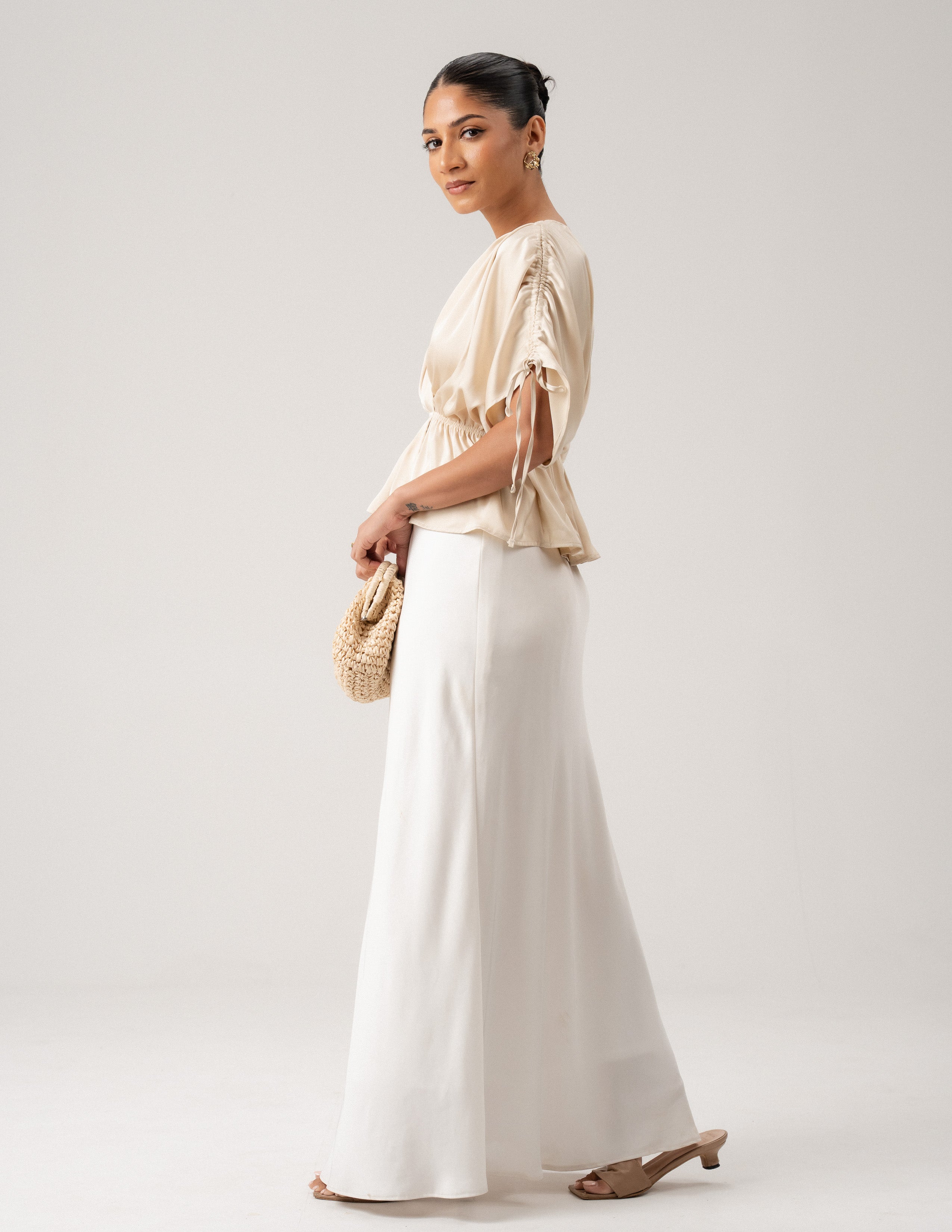 Satin Mock Wrap Top
