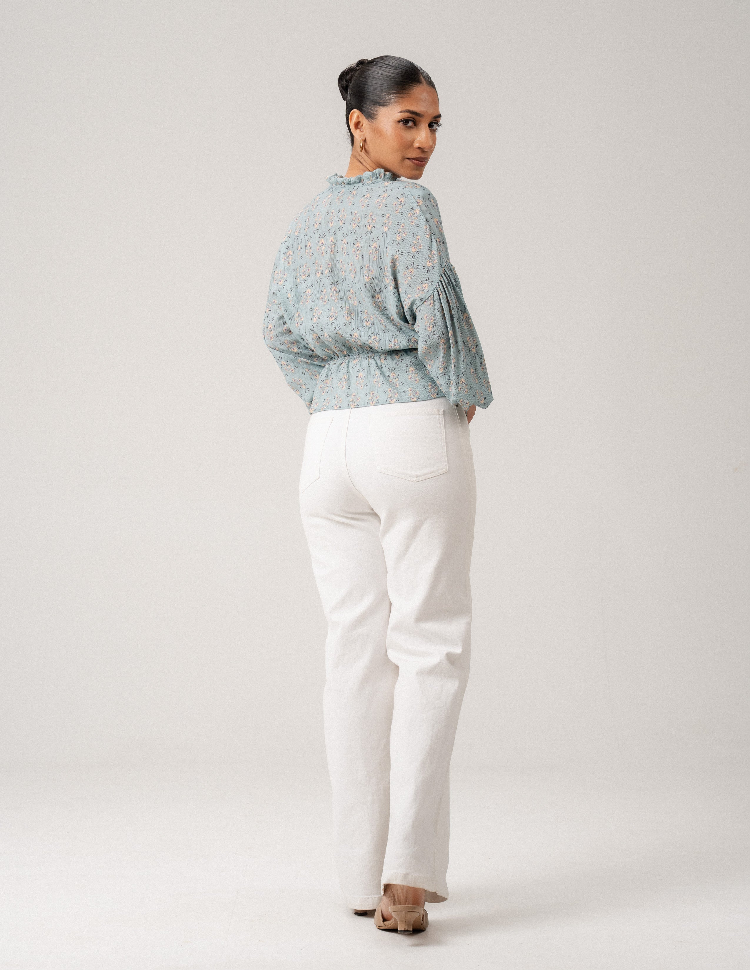 Waist Tie Up Detailed Long Sleeve Top