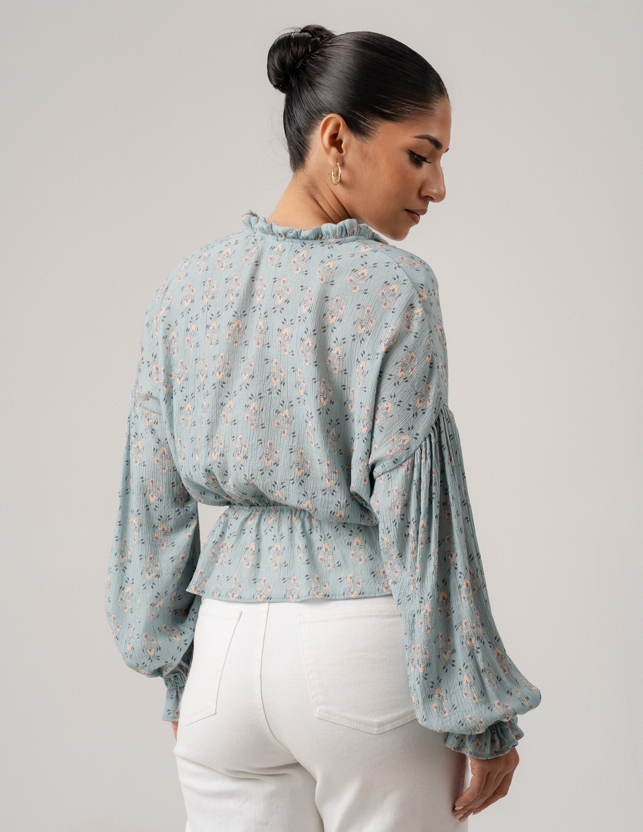 Waist Tie Up Detailed Long Sleeve Top