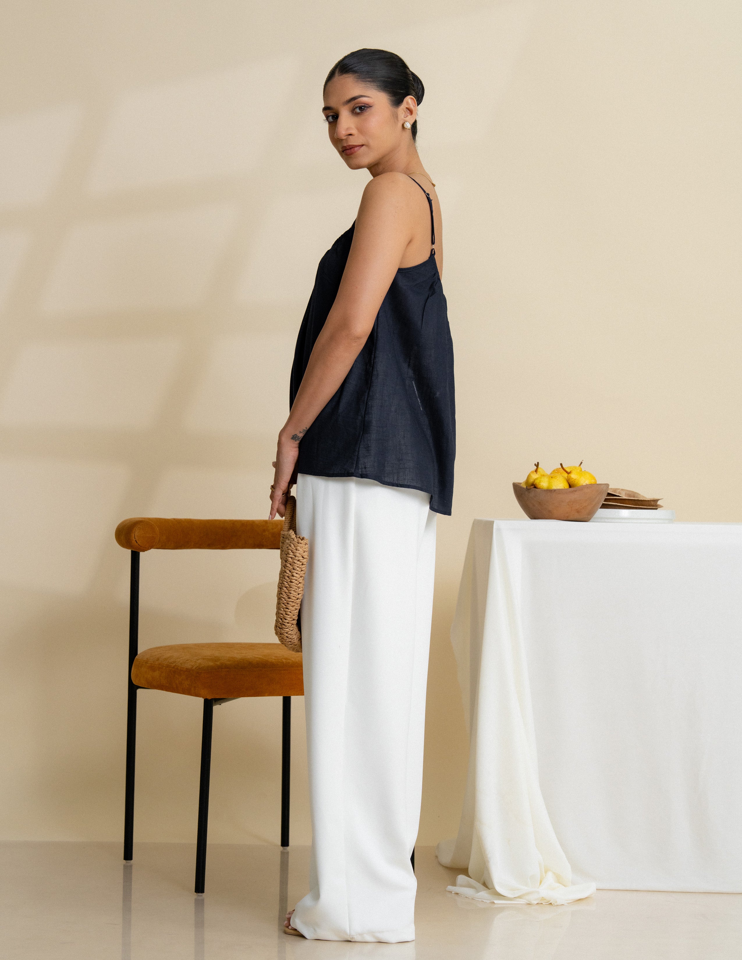 Gathered Neck Loose Fit Cami Top