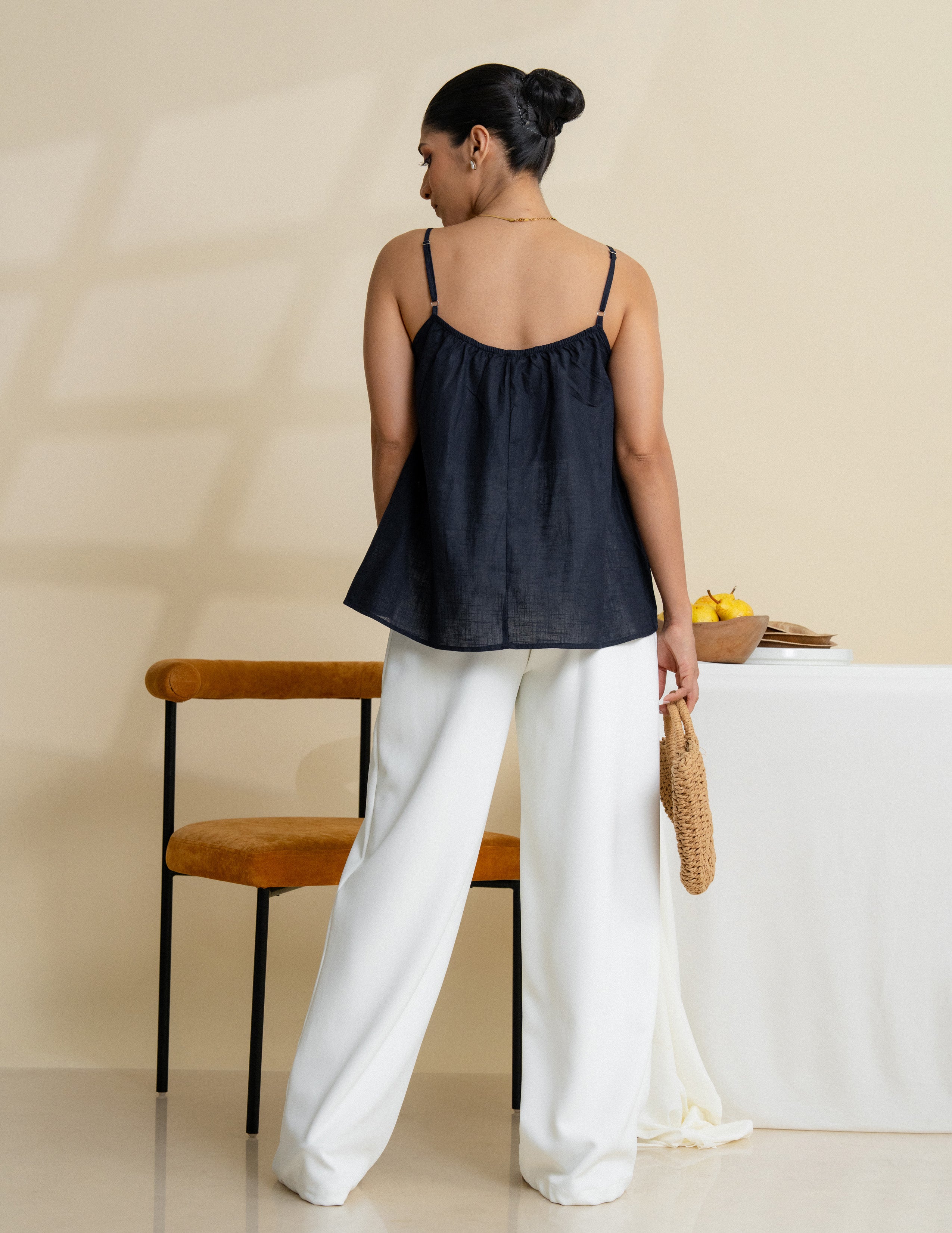 Gathered Neck Loose Fit Cami Top