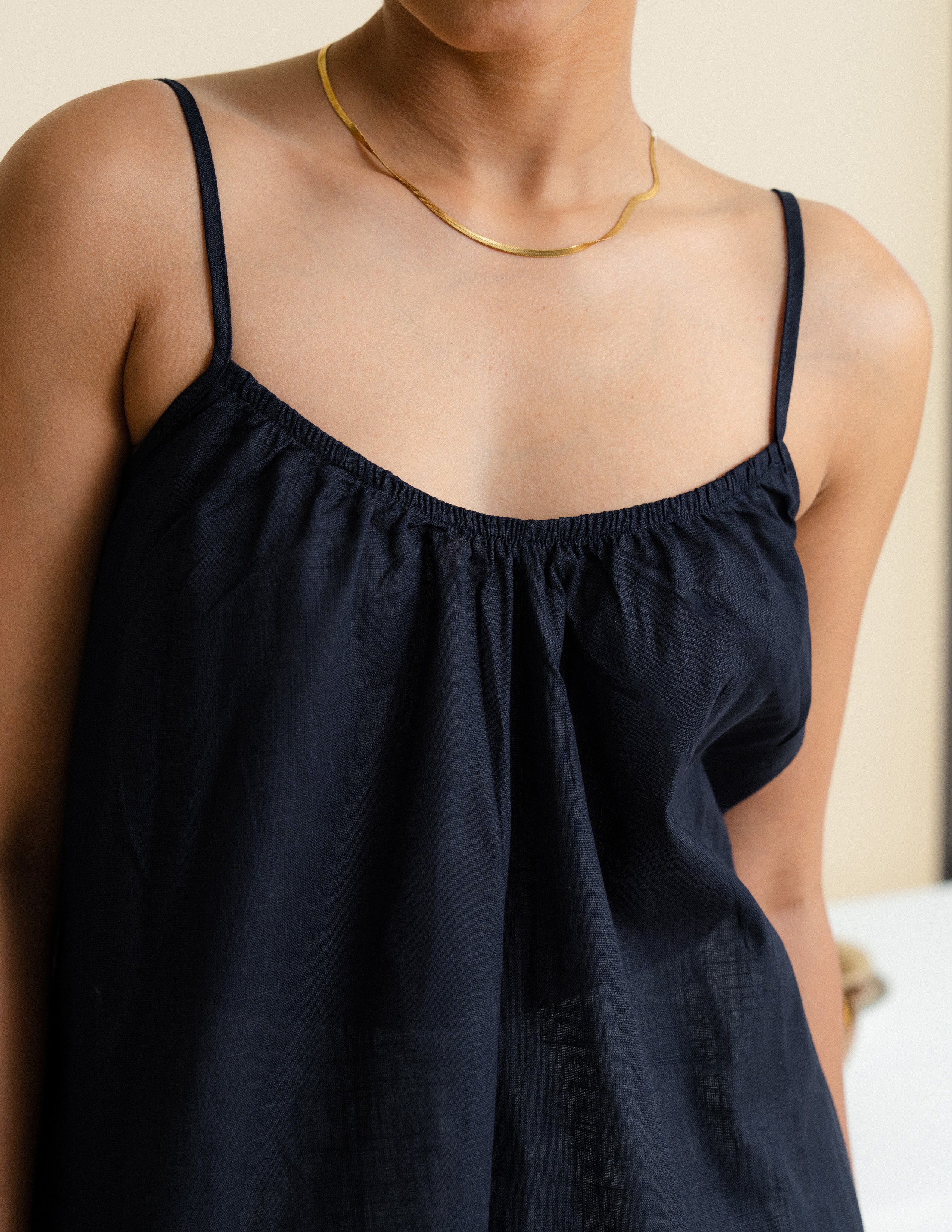 Gathered Neck Loose Fit Cami Top