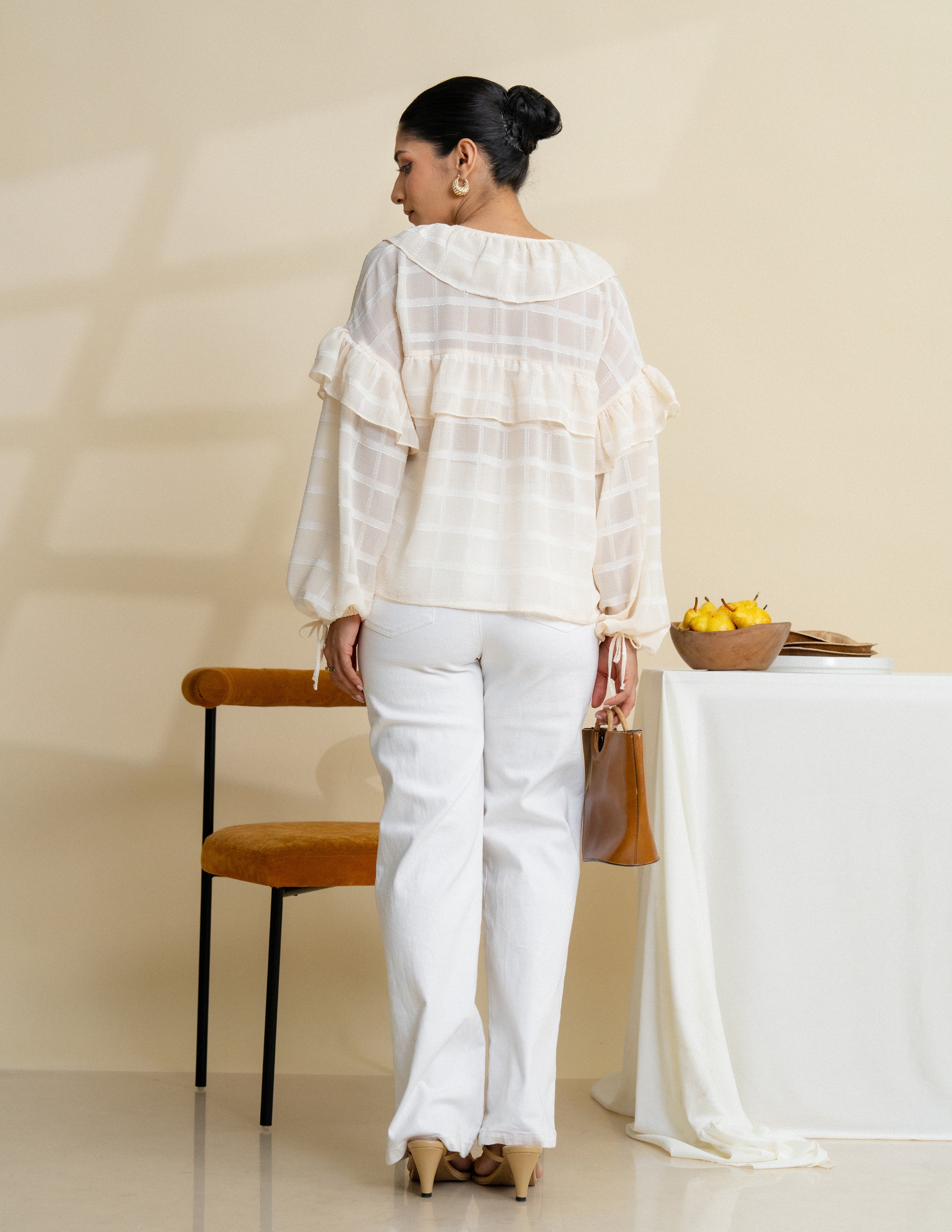 Front Tieup Frill Detail Top