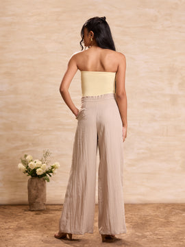 Front Pleated Tie Up Wide Leg Pant
