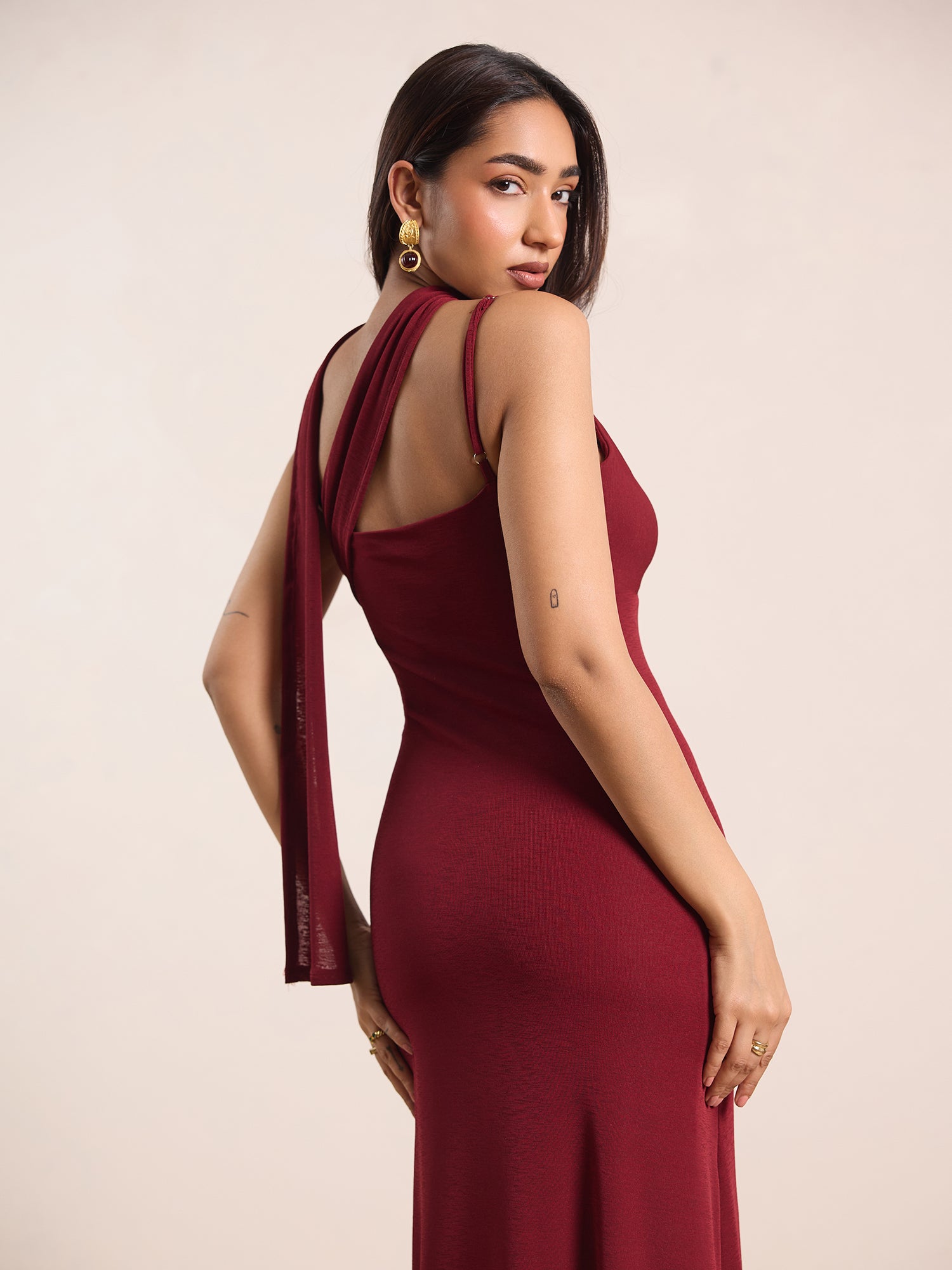 Bustier Shawl Detailed Maxi Dress