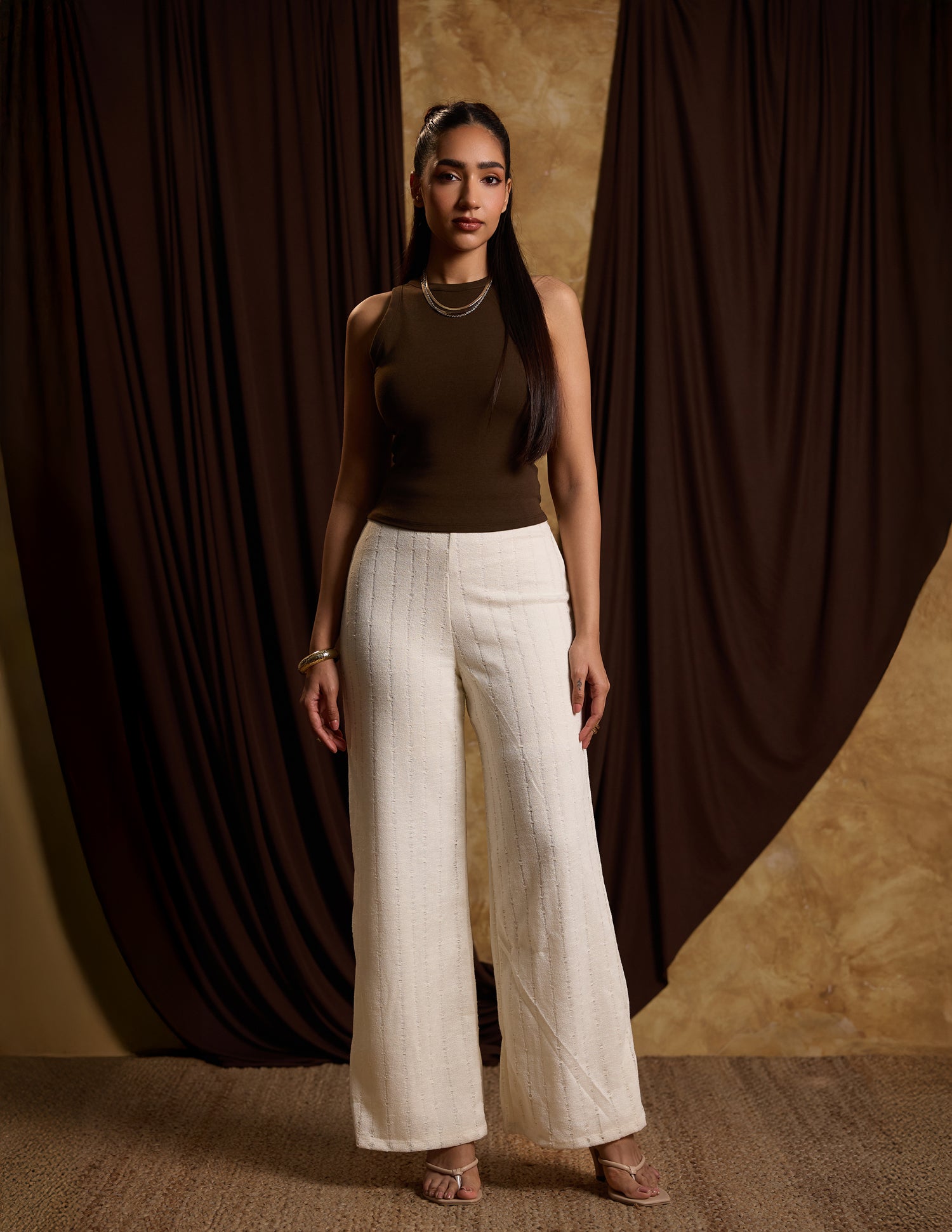 Waist Elasicated Mid Waist Crochet Pant