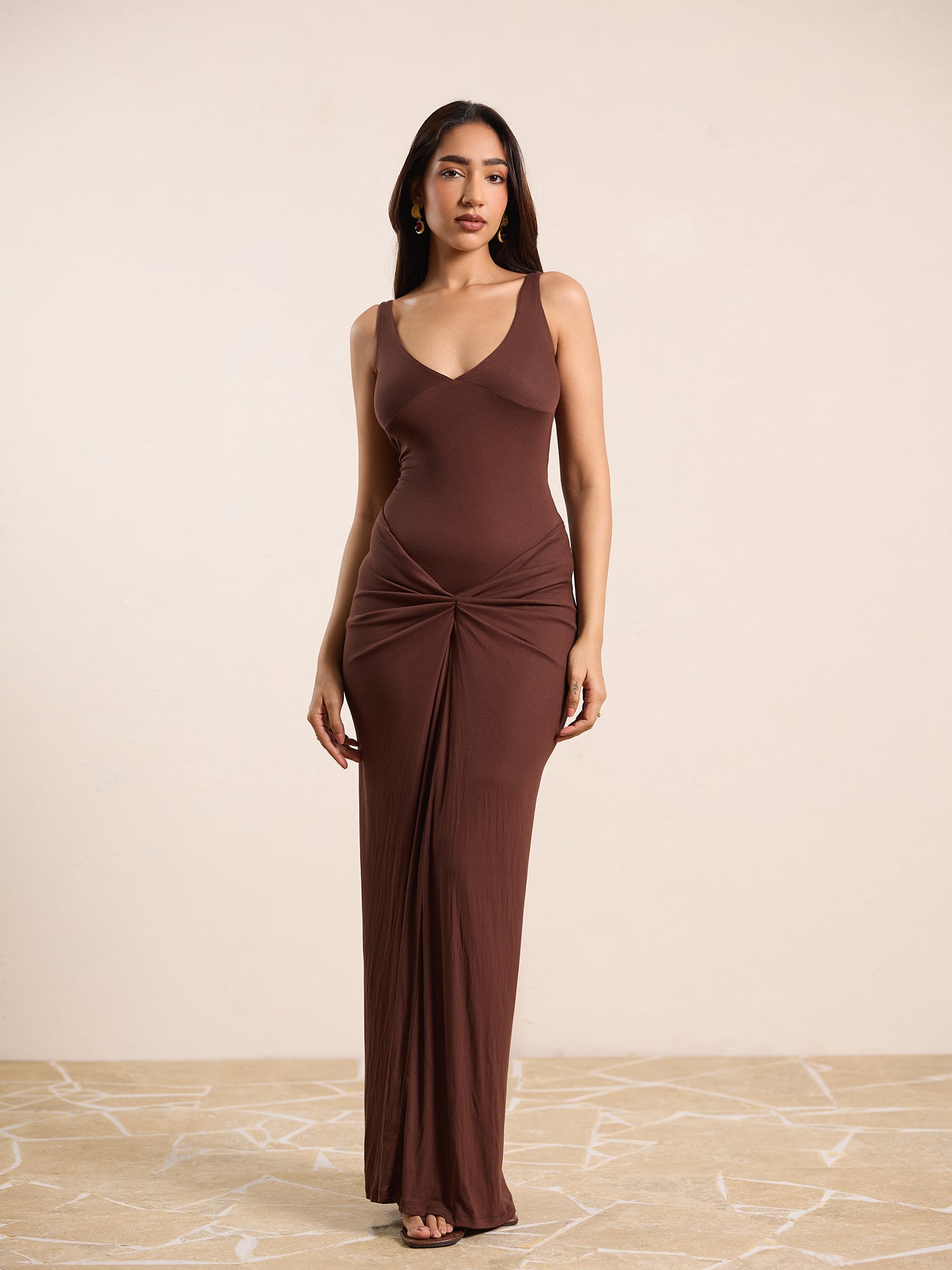 Off Shoulder Ruched Detailed Maxi Dress