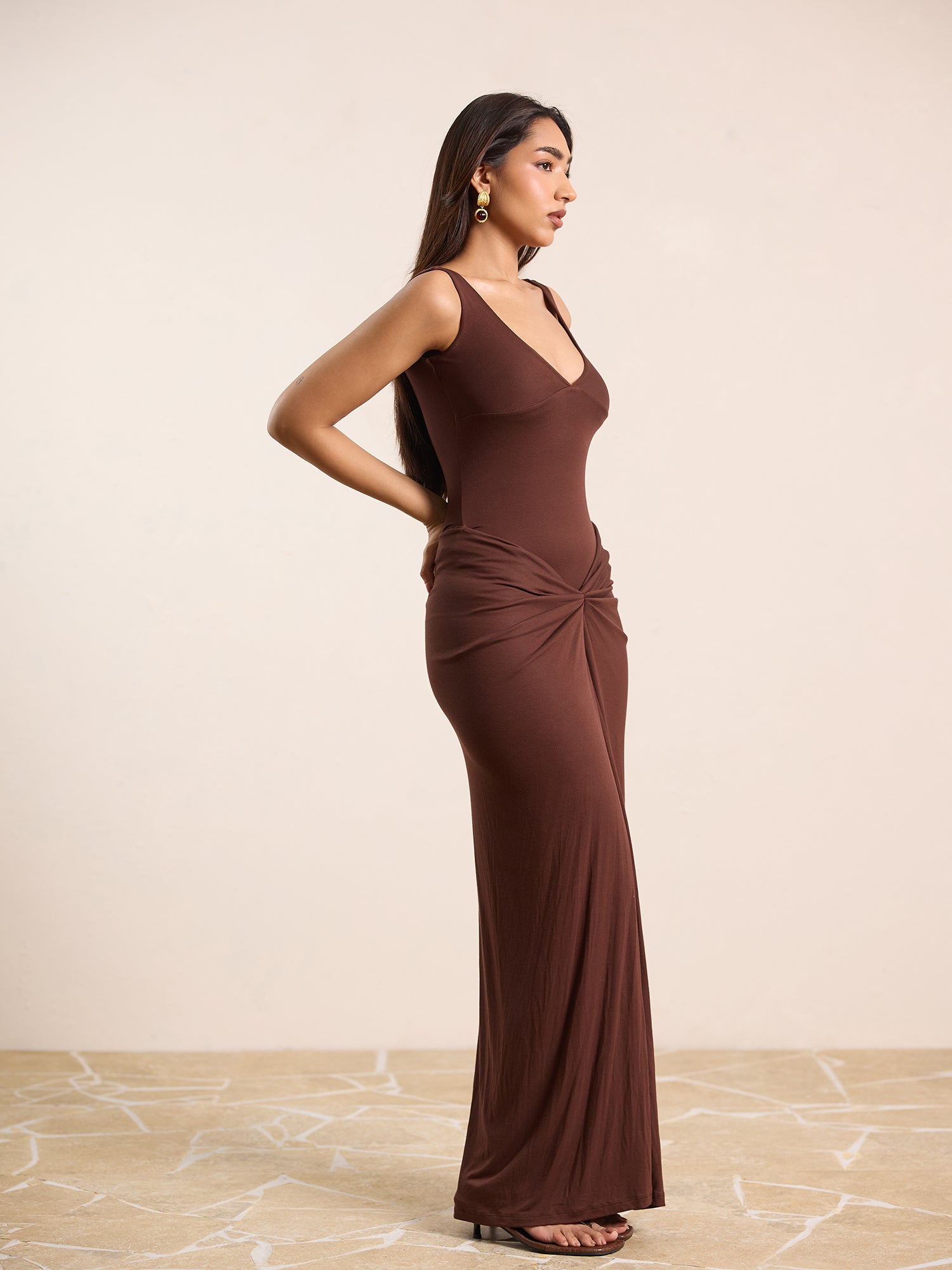 Off Shoulder Ruched Detailed Maxi Dress