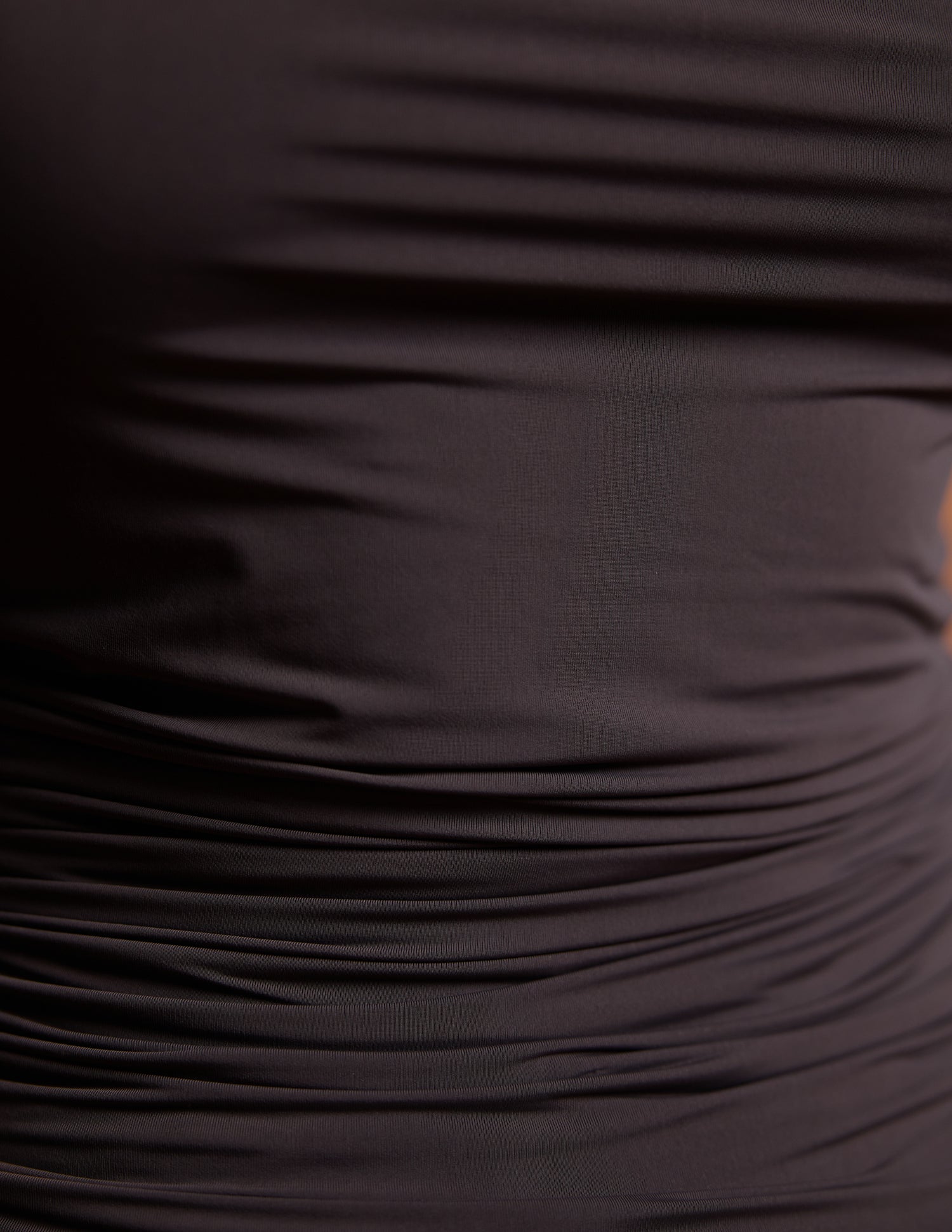 Front Cowl Neck Side Ruched Neck Tie Up Fitted Top