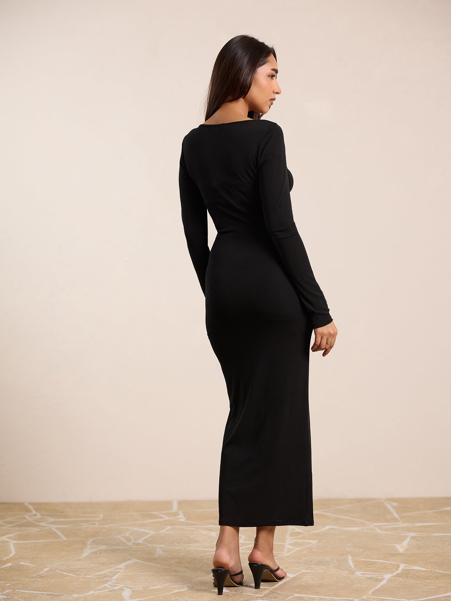 Separate Bustier Top Detailed Front Cut Out Maxi Dress