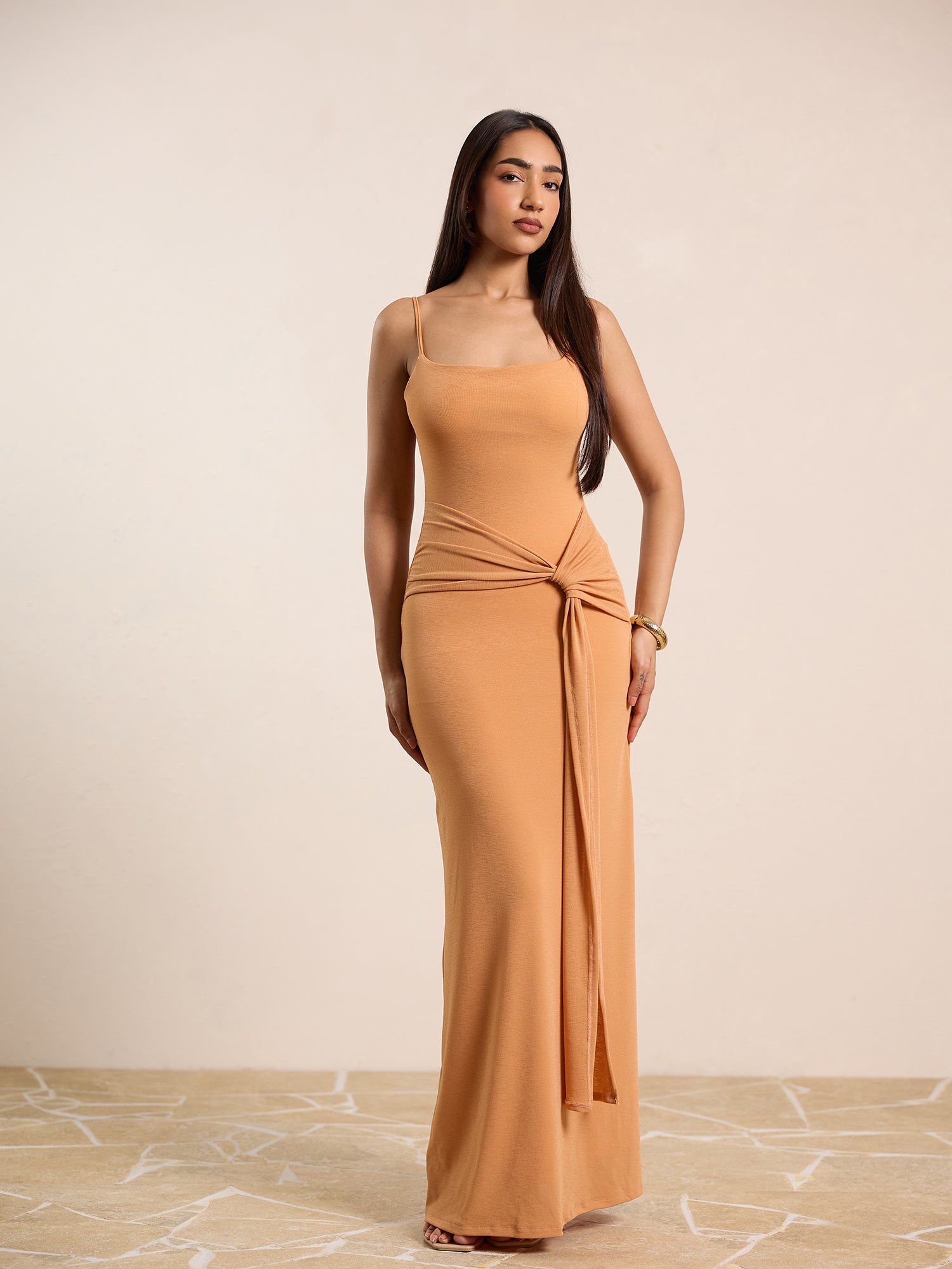 Waist Tie Up Detailed Sleeveless Maxi Dress