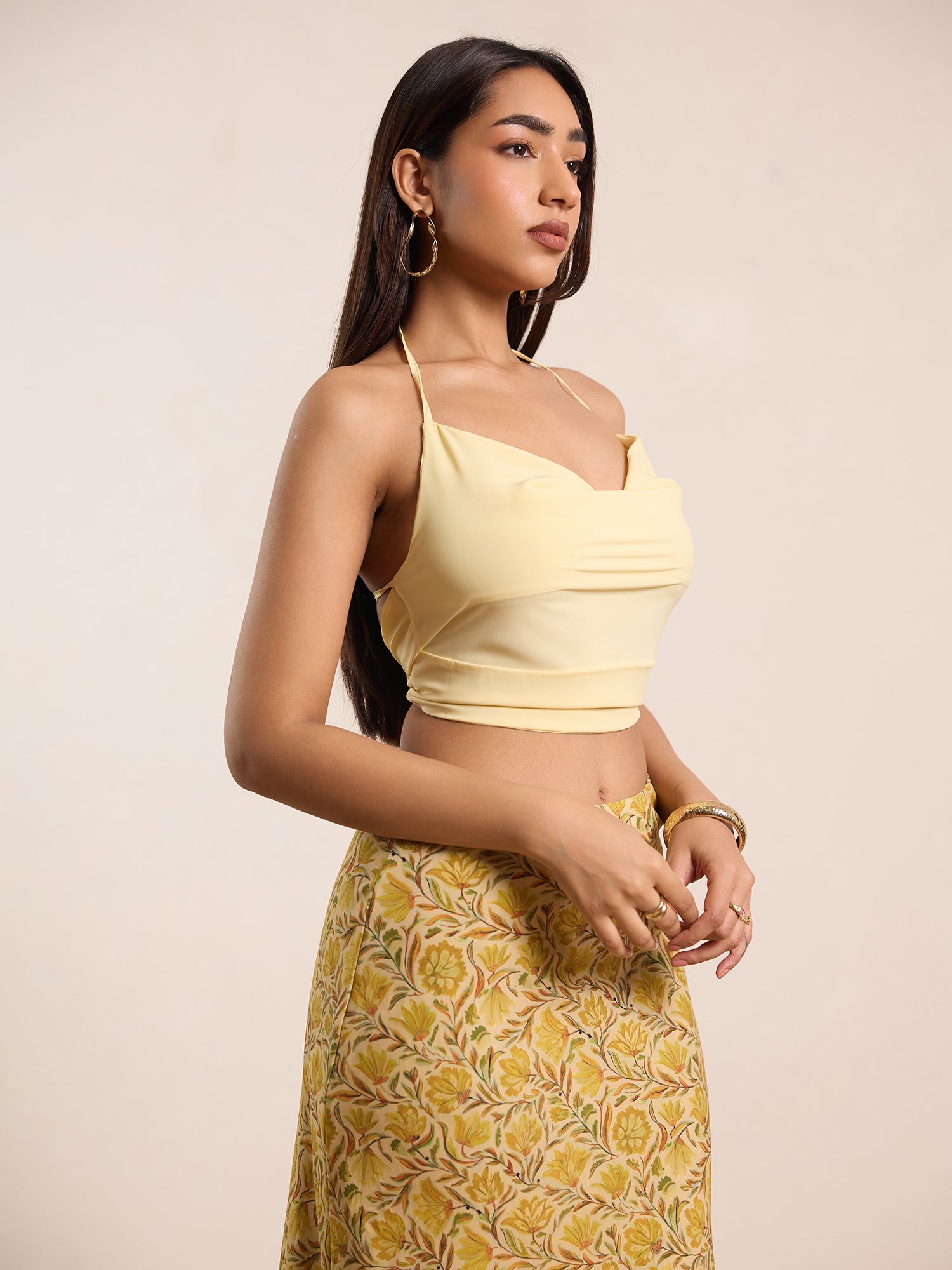 Front Cowl Neck Back Tie Up Top