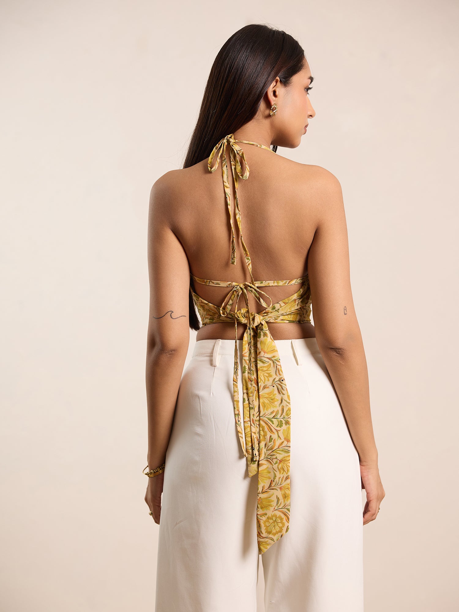 Front Cowl Neck Back Tie Up Top