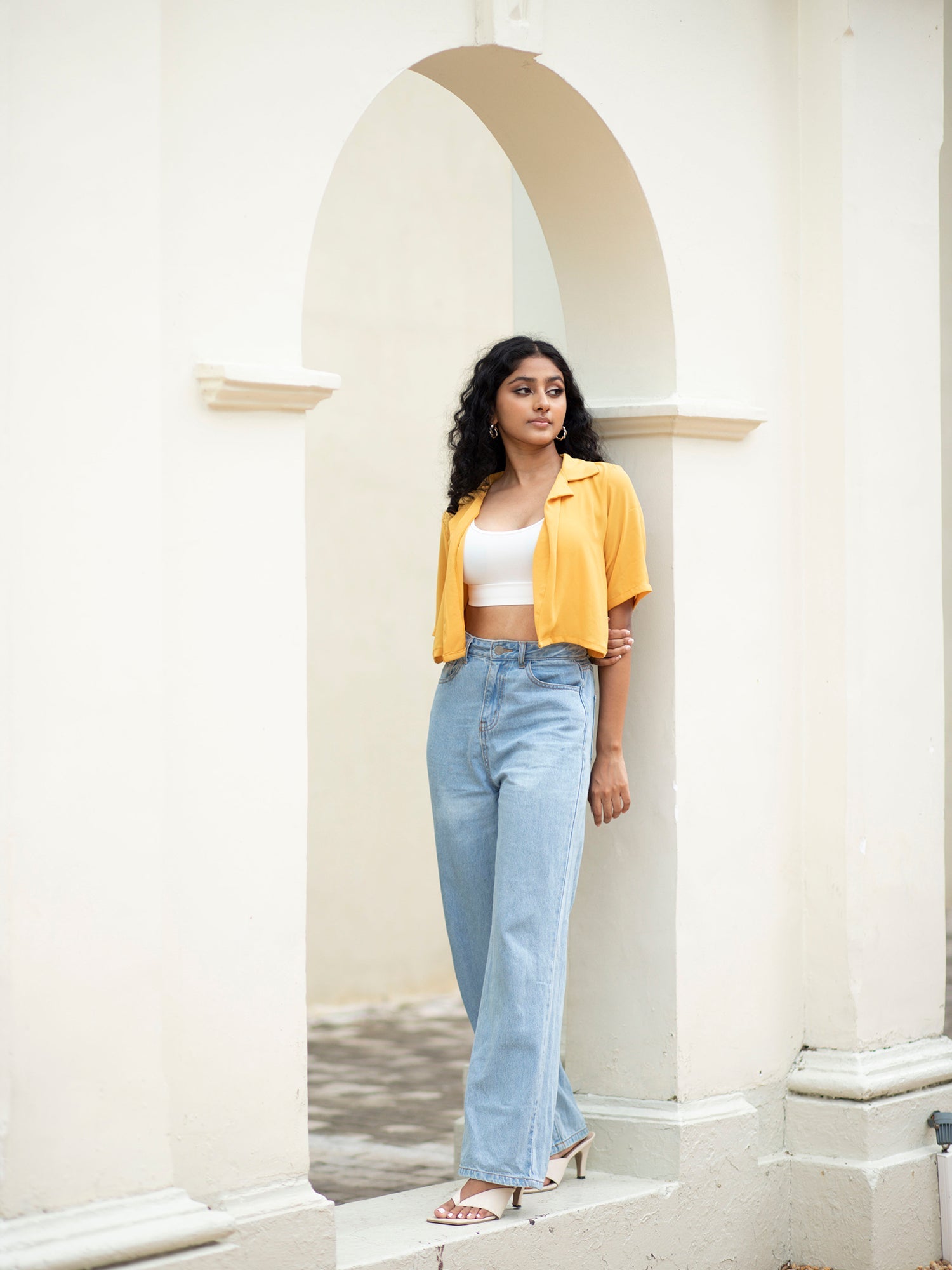 Button Down Crop Shirt